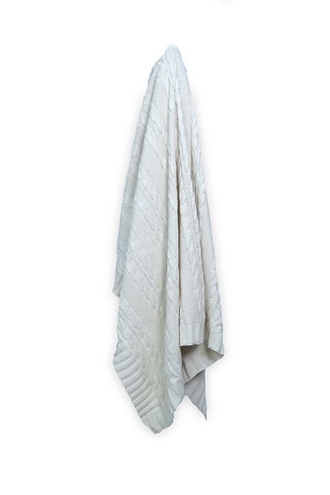 Iona White Knitted Throw